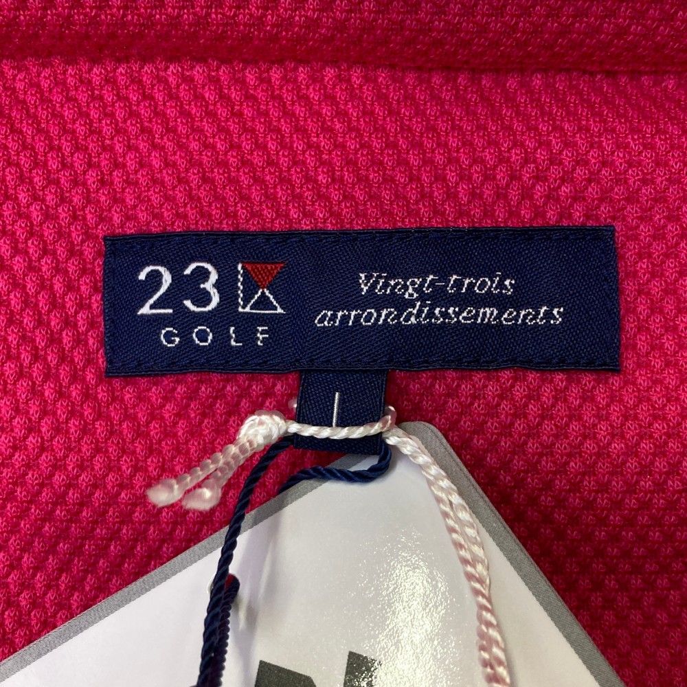 23区GOLF ニジュウサンクゴルフ ジップ 半袖ポロシャツ レッド系