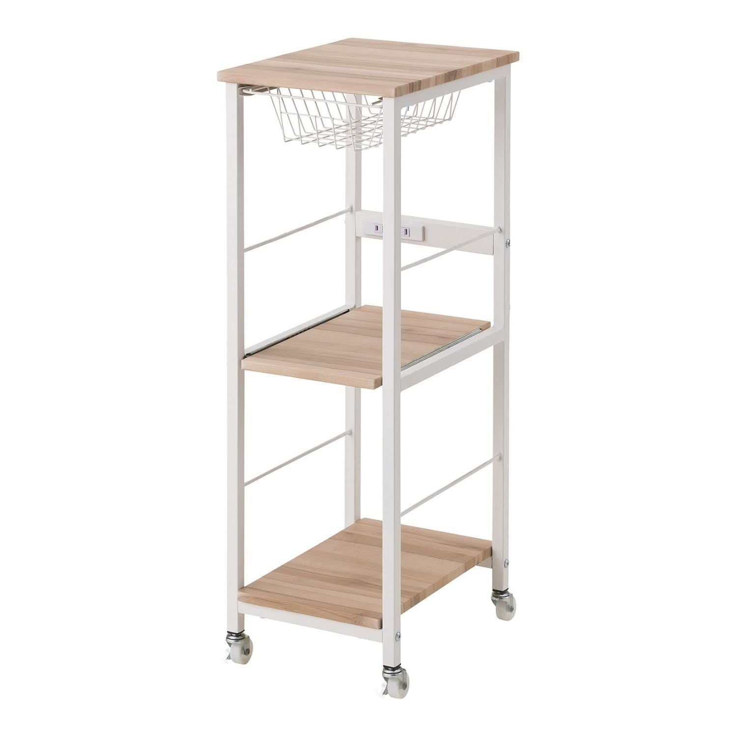 迅速発送 武田コーポレーション 収納ラック 棚 キャスター付き コンセント付き ヴィンテージナチュラル 30×40×89.5㎝ ヴィンテージ調 キッチンワゴン スリム T0-VKWS88VNA