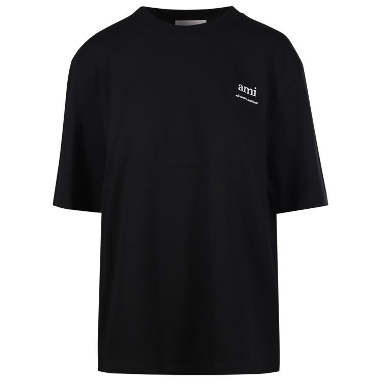素材コットン100％Ami  Tシャツ 半袖 半袖Tシャツ ブラック 黒 ロゴ　ブランドTシャツ