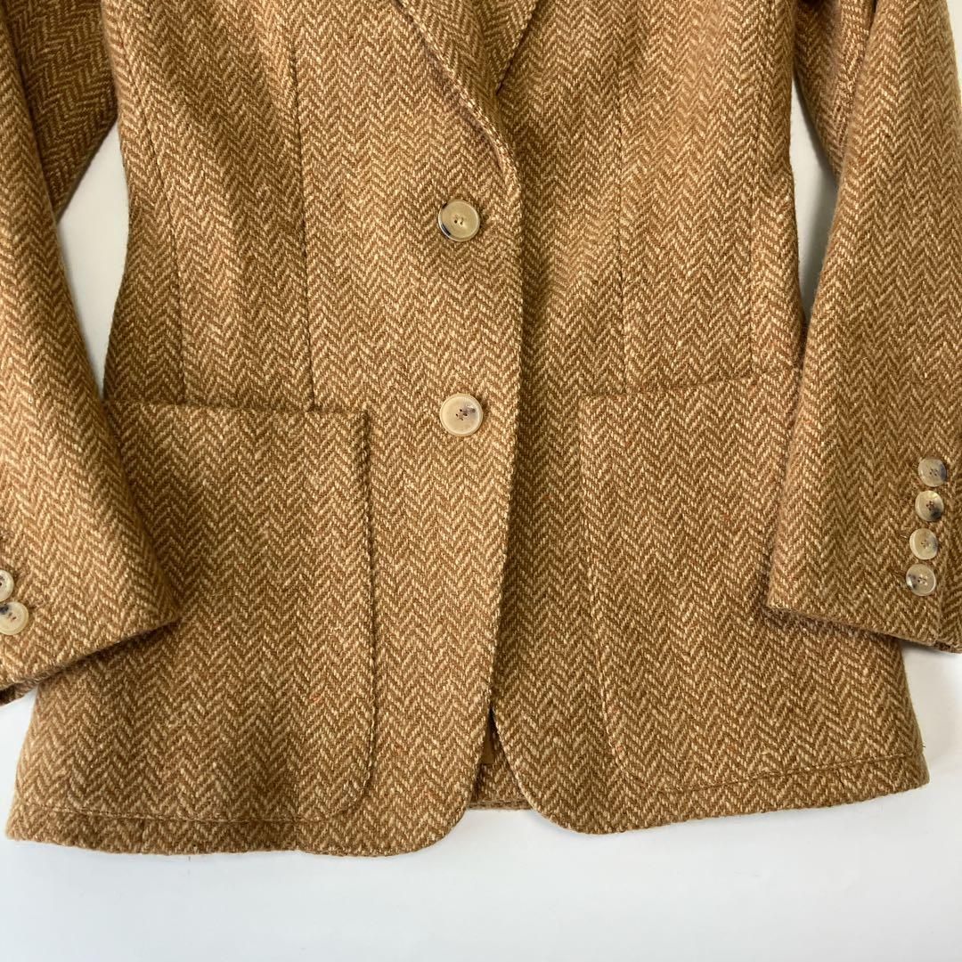 エルメス カシミヤ テーラードジャケット ツイード 馬車柄 キルティング　S エルメス 極上カシミヤ ヘリンボーンツイード ジャケット S〜M