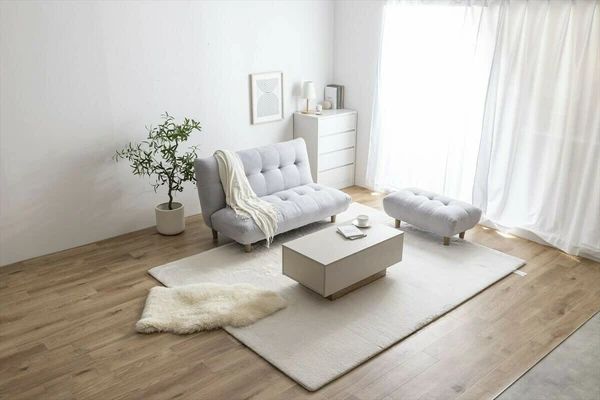 2点セット 幅128cm 2人掛け ソファ オットマン セット