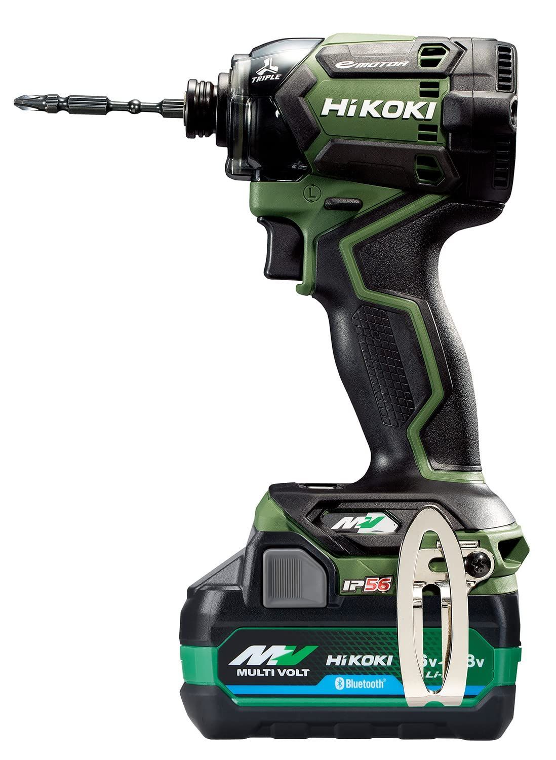 フォレストグリーン_Bluetooth付き第2世代マルチボルト電池2個 充電器 ケース付き HiKOKI ハイコーキ 36Vインパクトドライバ フォレストグリーン 新型Bluetooth搭載蓄電池2個 充電器 ケース 力こぶビット付き WH36DC 2XPG