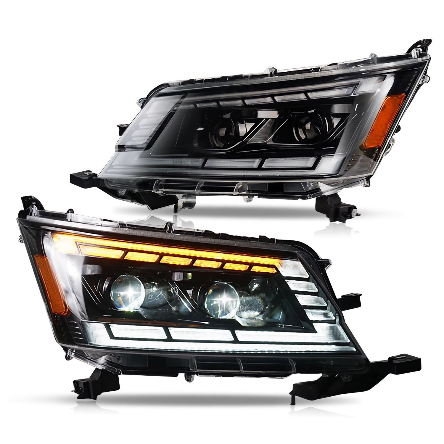 無料配送 豊田 ハイエース 19-22年式 ダブルレンズ 流水ターンシグナル ライトユニット PC