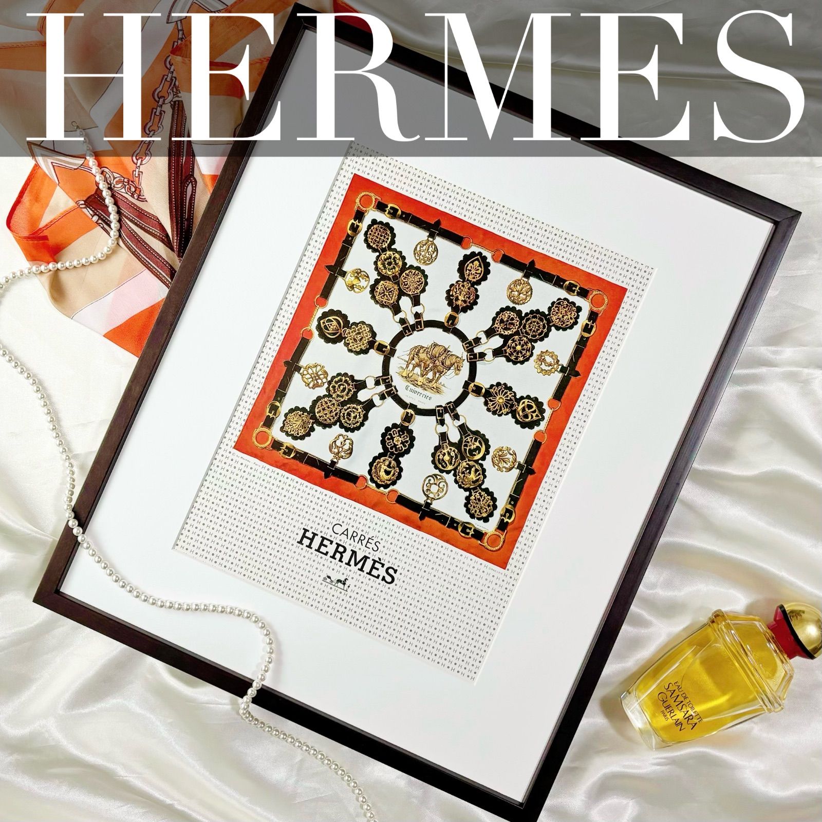 ＜1964 広告＞HERMES エルメス ポスター ヴィンテージ アートポスター フレーム付き 額縁 インテリア モダン おしゃれ かわいい 壁掛け ポップ  レトロ
