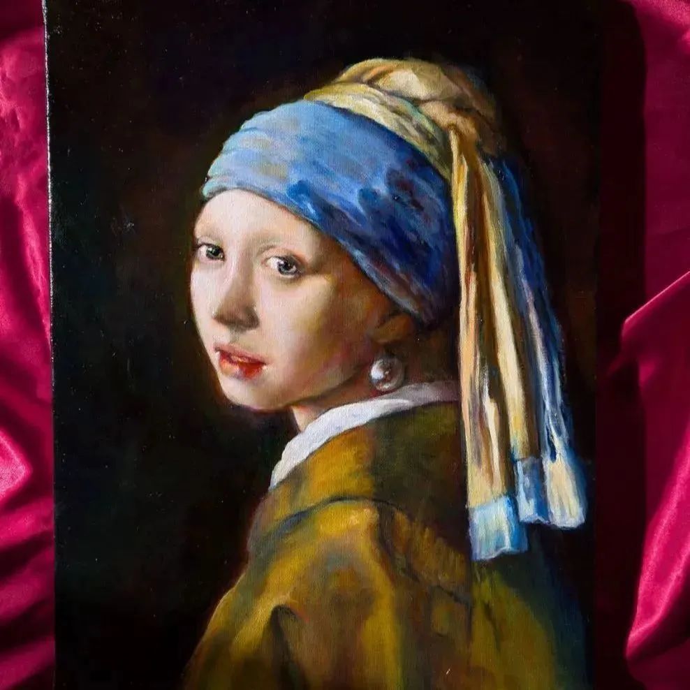 フェルメール「真珠の耳飾りの少女」油彩肉筆複製画 フェルメール「真珠の耳飾りの少女」油彩肉筆複製画 美術品