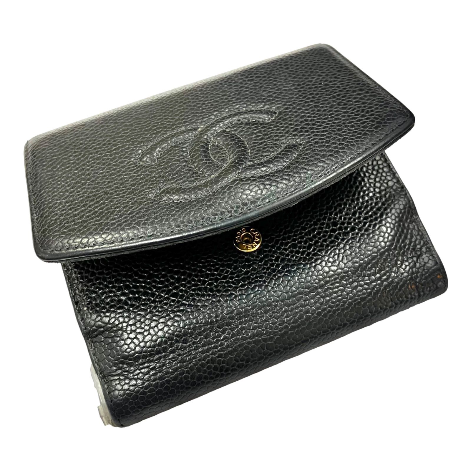 訳あり割安⭐️CHANEL】 シャネル ココマーク キャビアスキン W