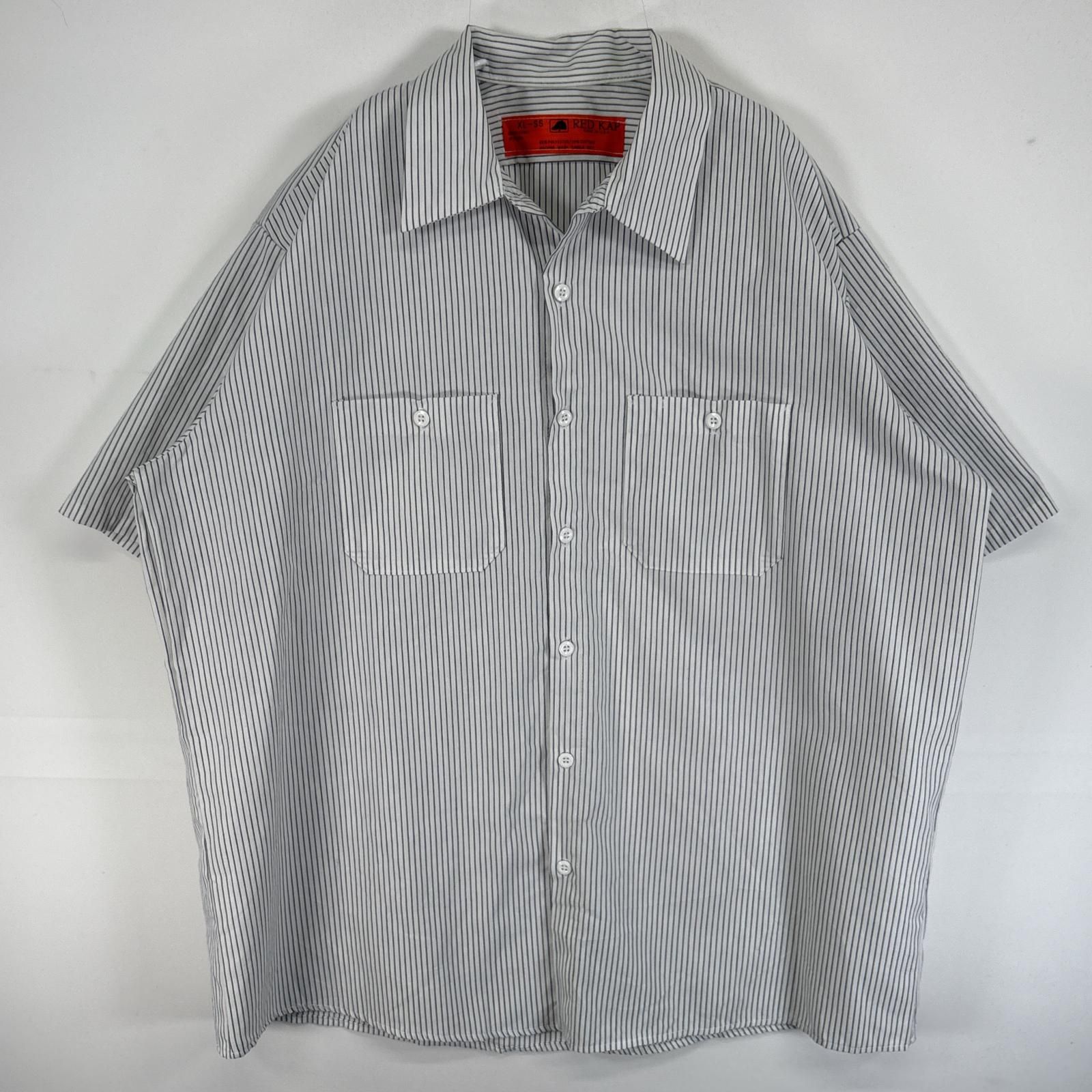USA古着 REDKAP　半袖ワークシャツ3XL　ネイビーベージュ　ストライプ RED KAP red kap ワークシャツ レッドキャップ SP24 通販 メンズ