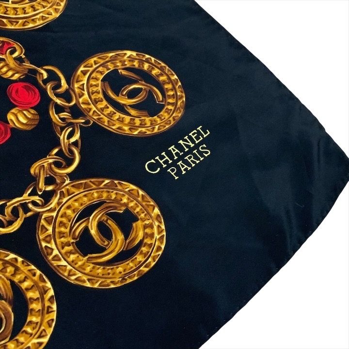CHANEL シャネル ココマーク スカーフ チェーンアクセサリー柄  