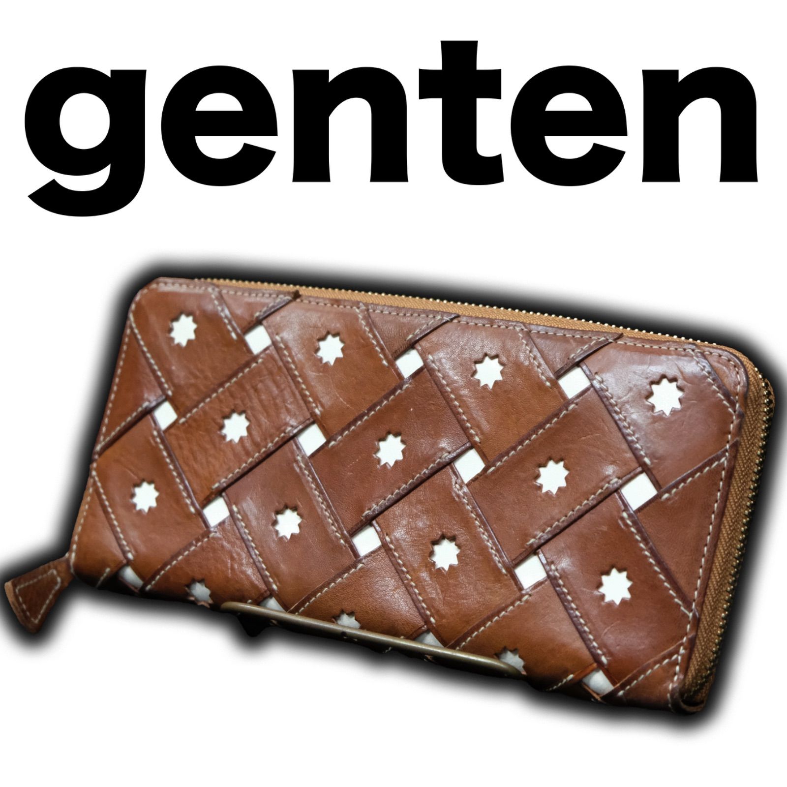 genten サスティナブルカットワーク ロングウォレット ラウンドジップ 
