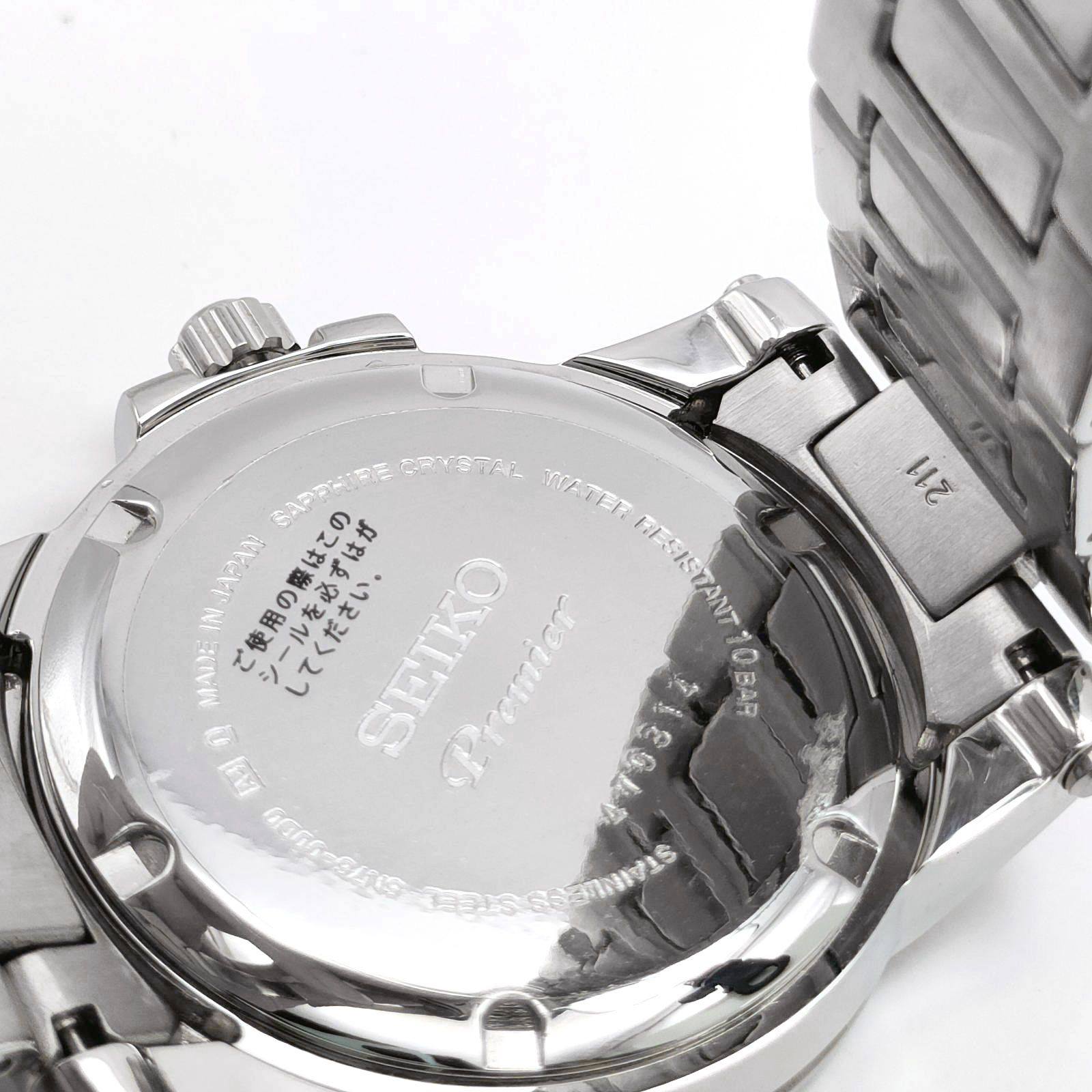 セイコー プルミエ SCJL003 メンズ クオーツ 腕時計 ブラックダイアル