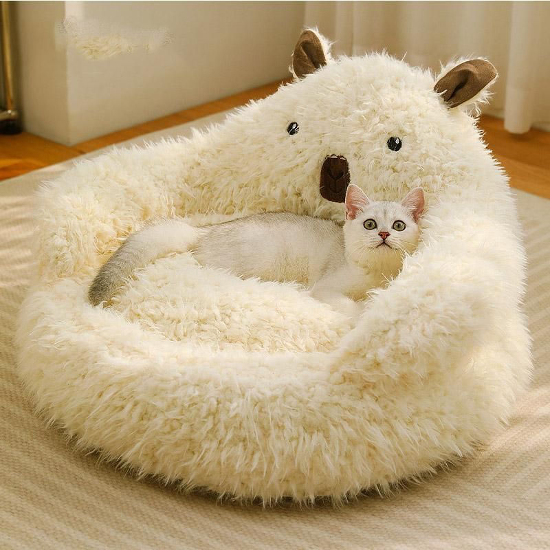 冬 ペットベッド 可愛い 猫ベッド アルパカ外形 犬ベッド ペットクッション ふわふわベッド60cm 寝床 キャットベッド 御洒落 あったか 犬小屋 犬猫通用 滑り止めjinghe02
