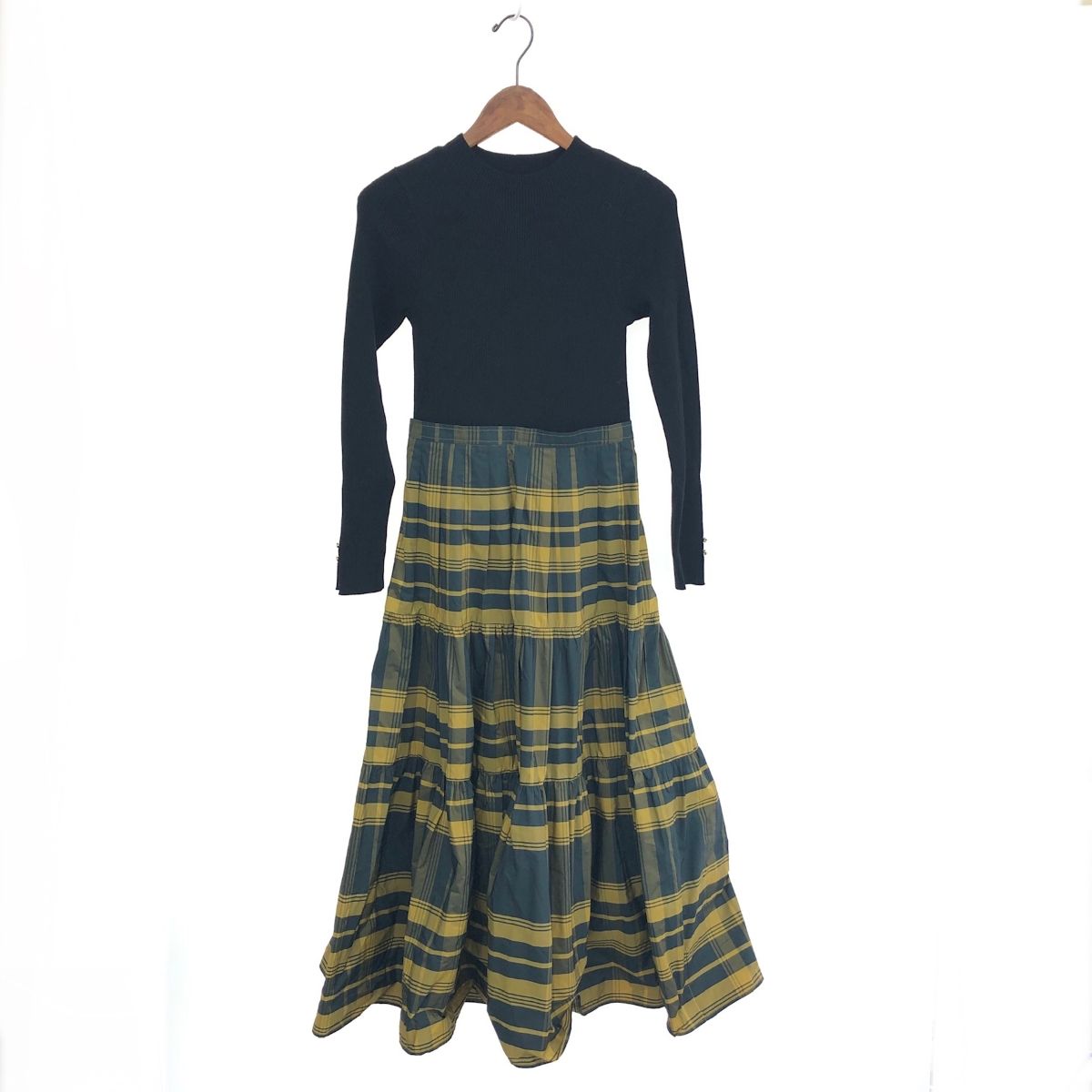 アプワイザーリッシェ ティアードタフタドッキングワンピース ブラウン　サイズ1 アプワイザーリッシェ♡ティアードタフタドッキングワンピース 1