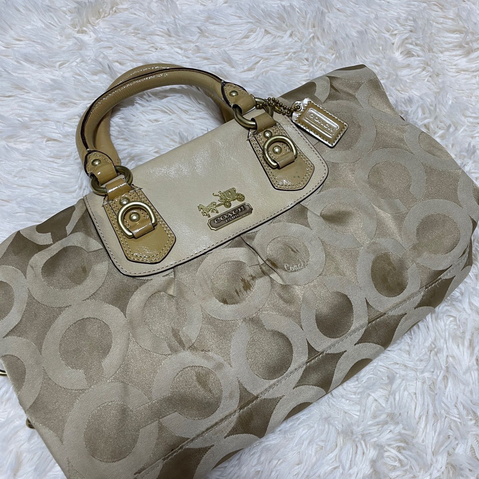 COACH コーチ オプアート柄 ハンドバッグ - メルカリ