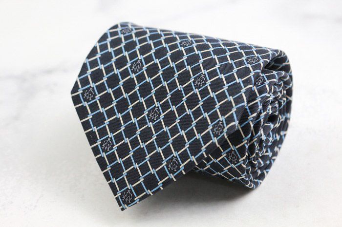 ダンヒル ブランド ネクタイ ロゴ チェック柄 格子柄 小紋柄 シルク イタリア製 PO メンズ グレー Dunhill 【中古】