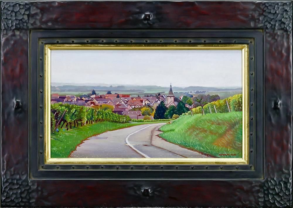 真作 WISH 池田誠史 油彩 4号 ブドウ畑と教会のある赤屋根の街並み 〇リアリズム注目画家 一水会会員 研水会委員 25102043