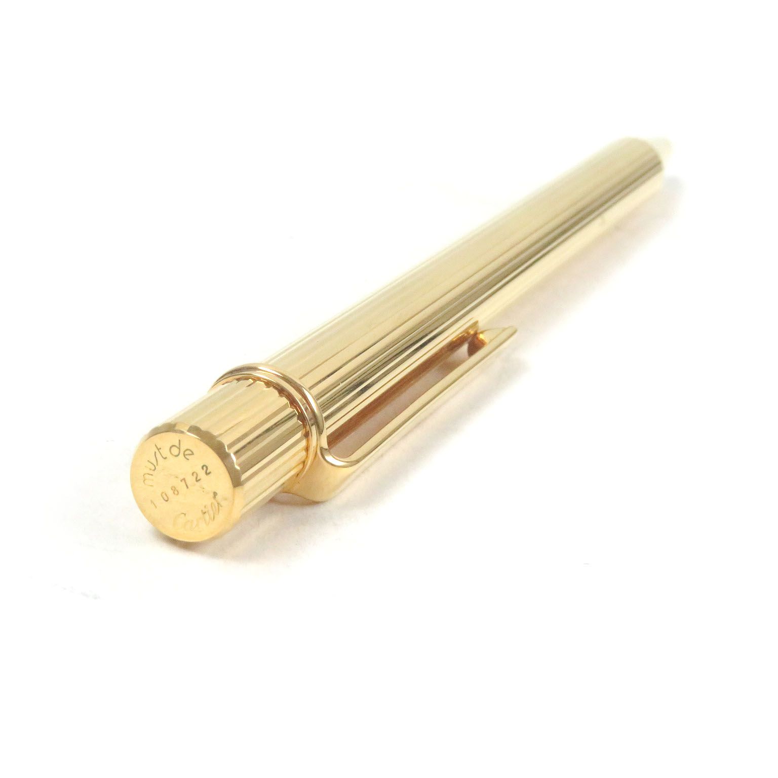 must de Cartier カルティエ ボールペン ゴールドカラー ツイスト 美品▽Cartier カルティエ マスト ドゥ カルティエ ストライプ柄