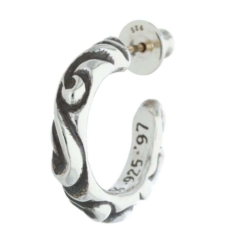 1点モノ クロムハーツ スクロール フープ 1 シルバー ピアス CHROME HEARTS クロムハーツ（原本無） HOOP SCROOL 1