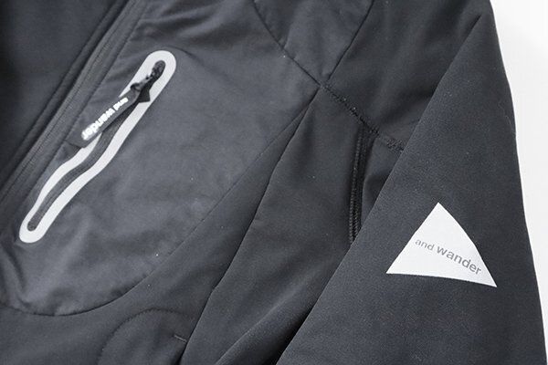 and wander ◇ stretch shell jacket 撥水 フーディー