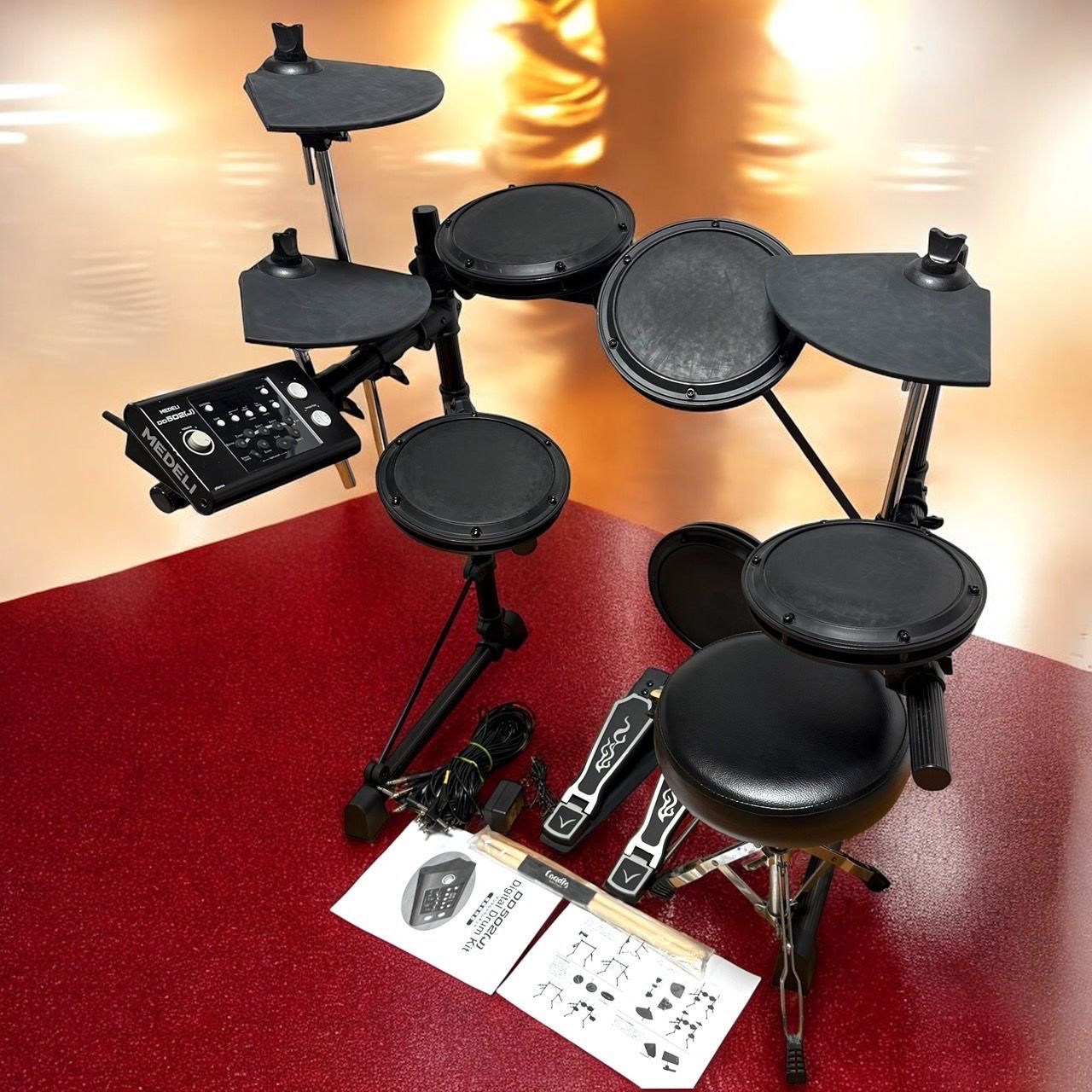 MEDELI メデリ DD502J BK 電子ドラム セット スローン スティック 付き