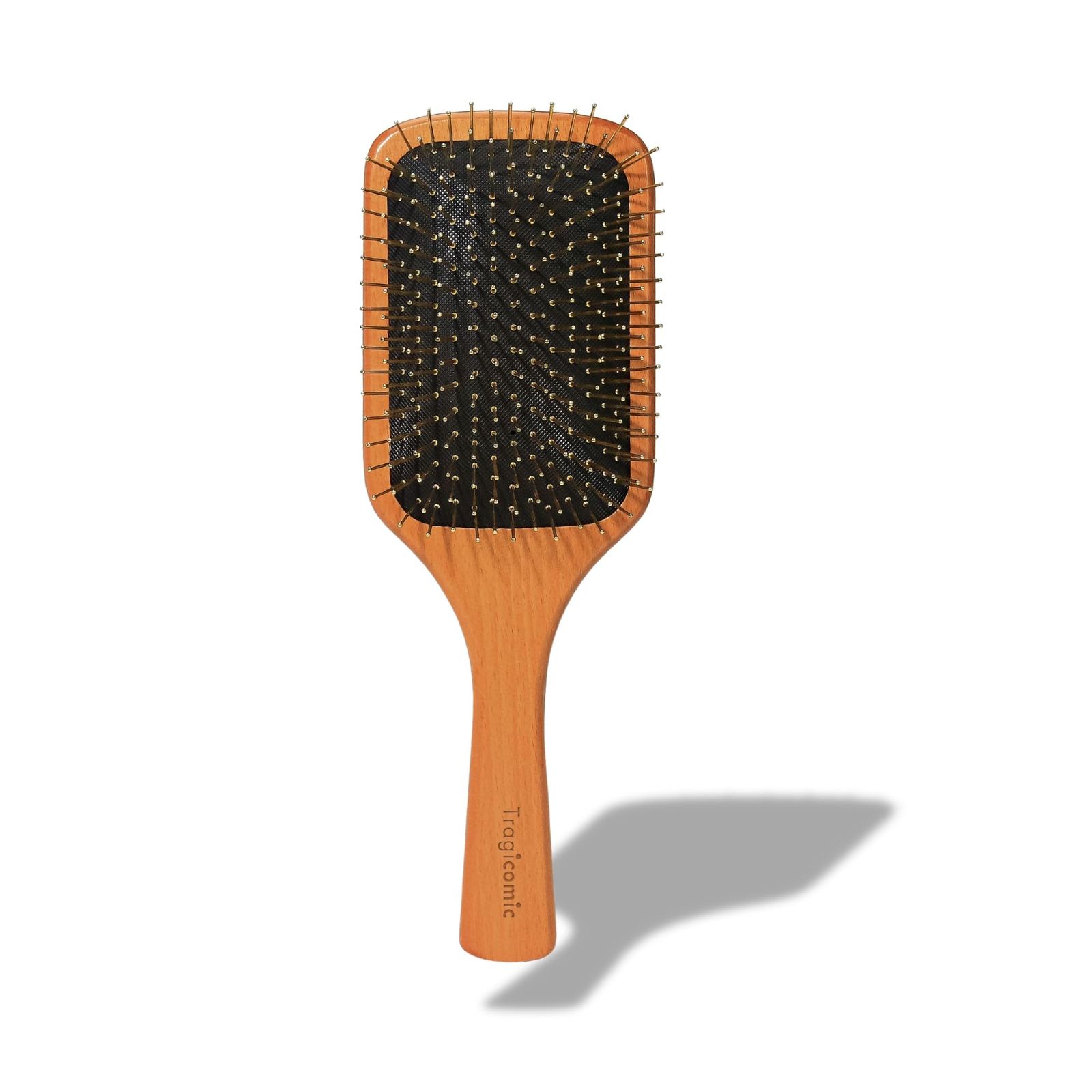 【数量限定】かっさヘアブラシ（ステンレスピン×ビーチウッド）パドルブラシ マッサージ エアクッション 頭皮マッサージ ヘッドスパ ヘアケア スカルプケアメンズ レディース カッサ プ