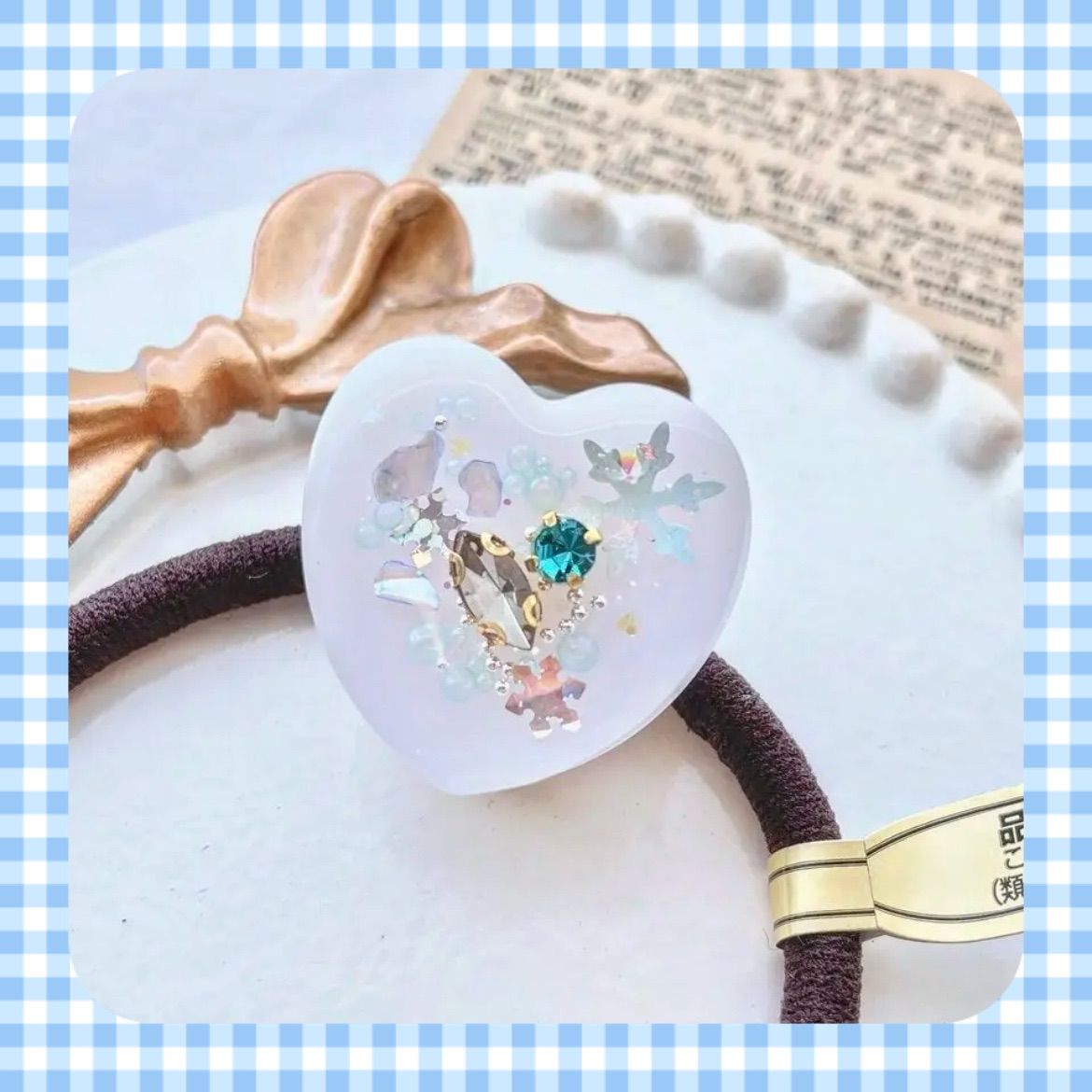 雪の結晶 猫ちゃん型レジンヘアゴム