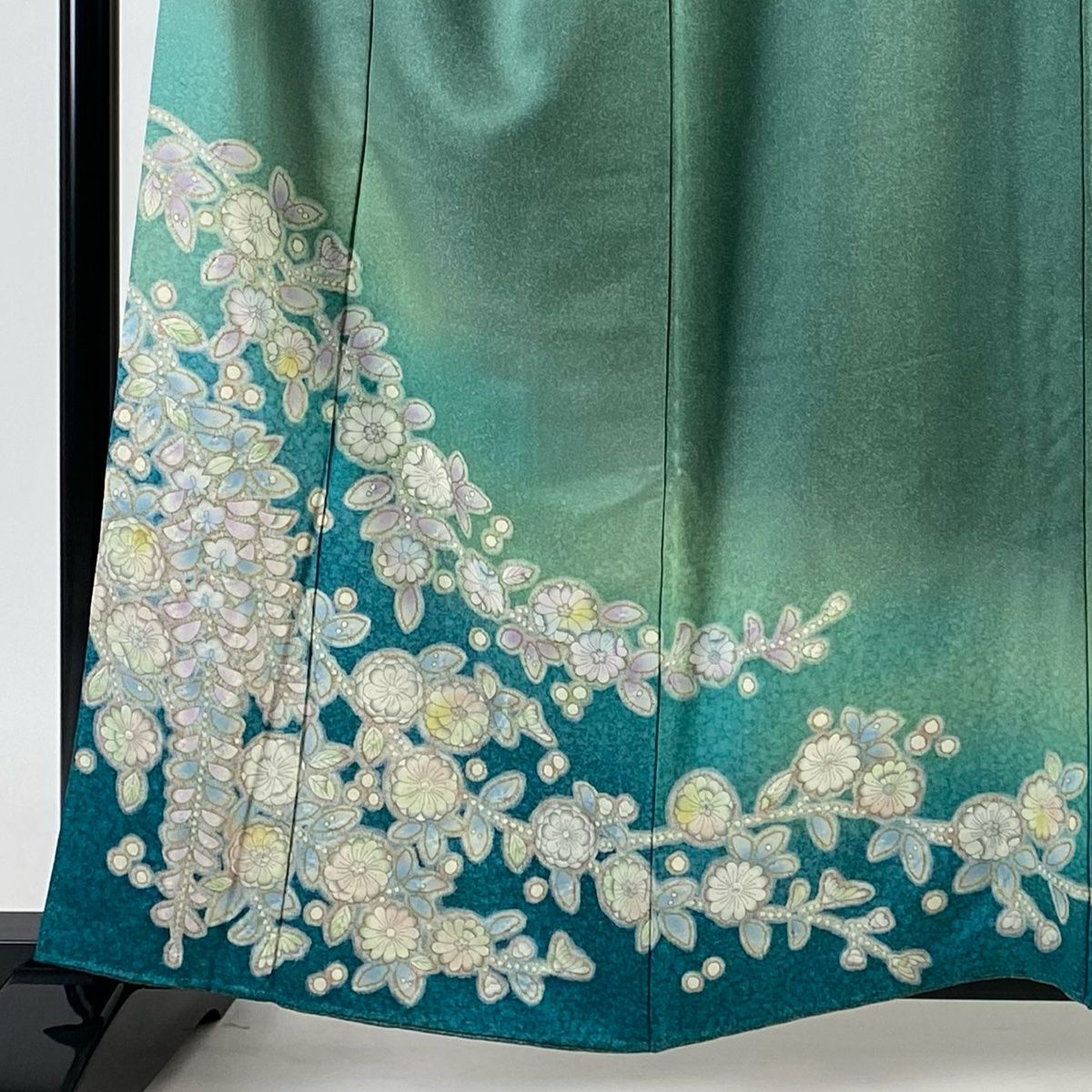 振袖 美品 逸品 落款 辻が花柄 銀通し ぼかし 緑 袷 身丈164.5cm 裄
