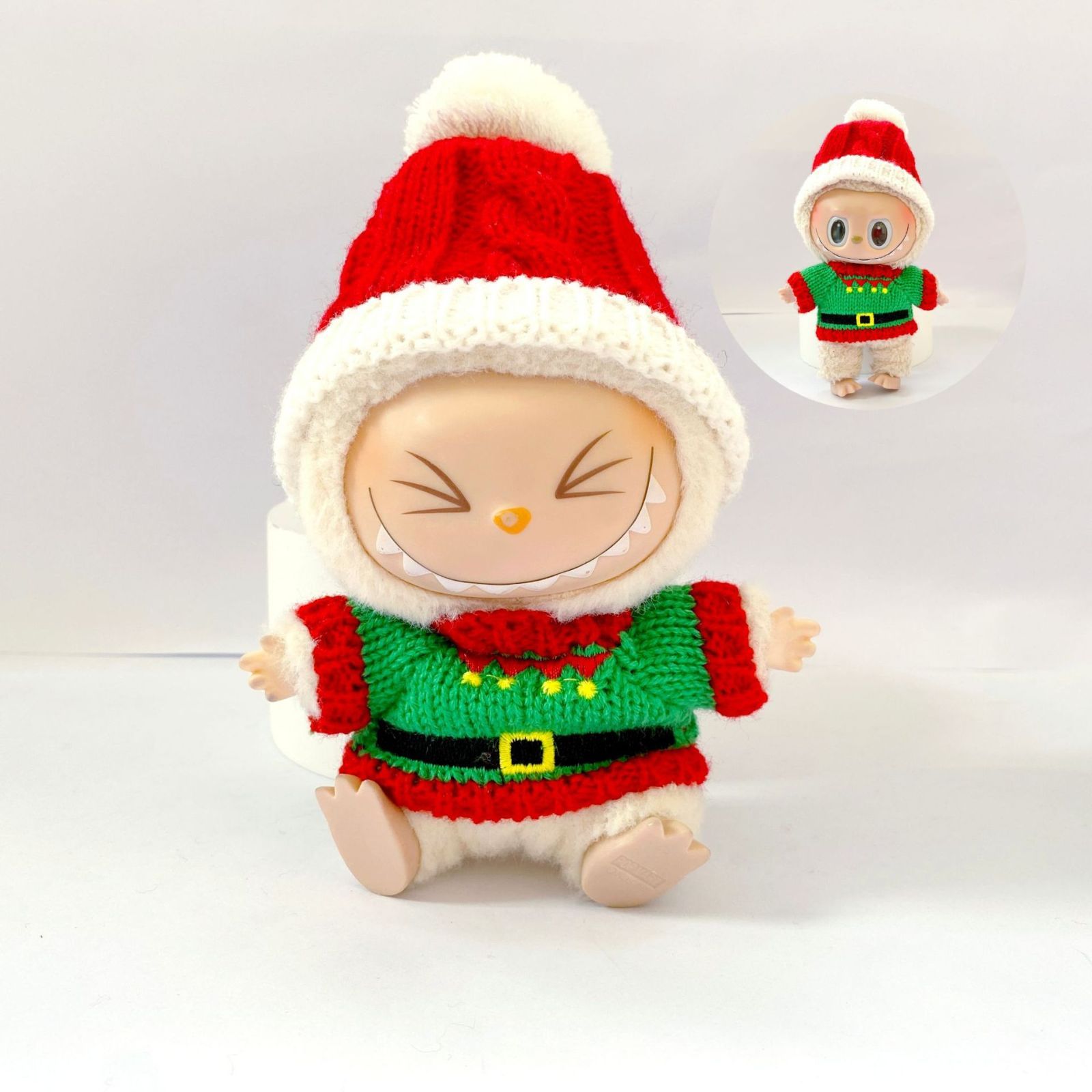 新品クリスマスサンタ　labubuラブブぬいぐるみ服17cm着せ替え着ぐるみ 新品2点セット labubuラブブぬいぐるみ服17cm着せ替え着ぐるみの
