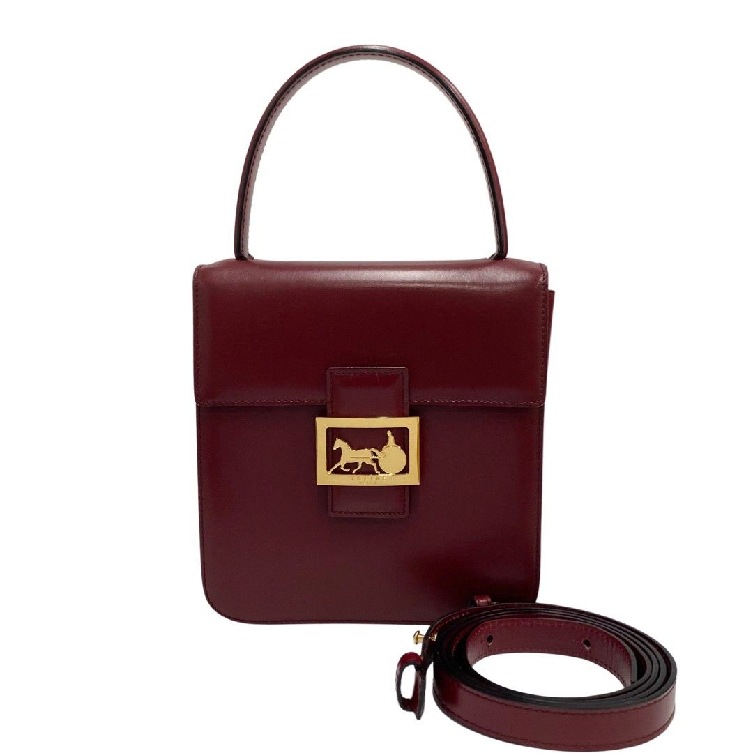 超美品 CELINE セリーヌ ゴールドロゴ金具 レザー ショルダー
