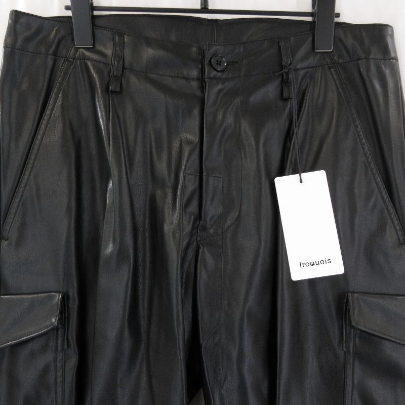 【関税込み】Ambush ブラック ピンタック ラウンジパンツ 未使用 Iroquois イロコイ SYNTHETIC LEATHER CARGO PT 478200