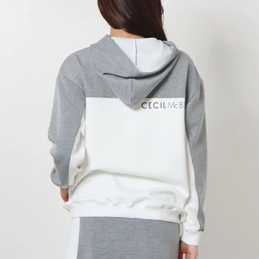  CECIL McBEE green バイ ハーフジップスウェット ｸﾞﾚｰ Mサイズ トレーナー スウェット トップス