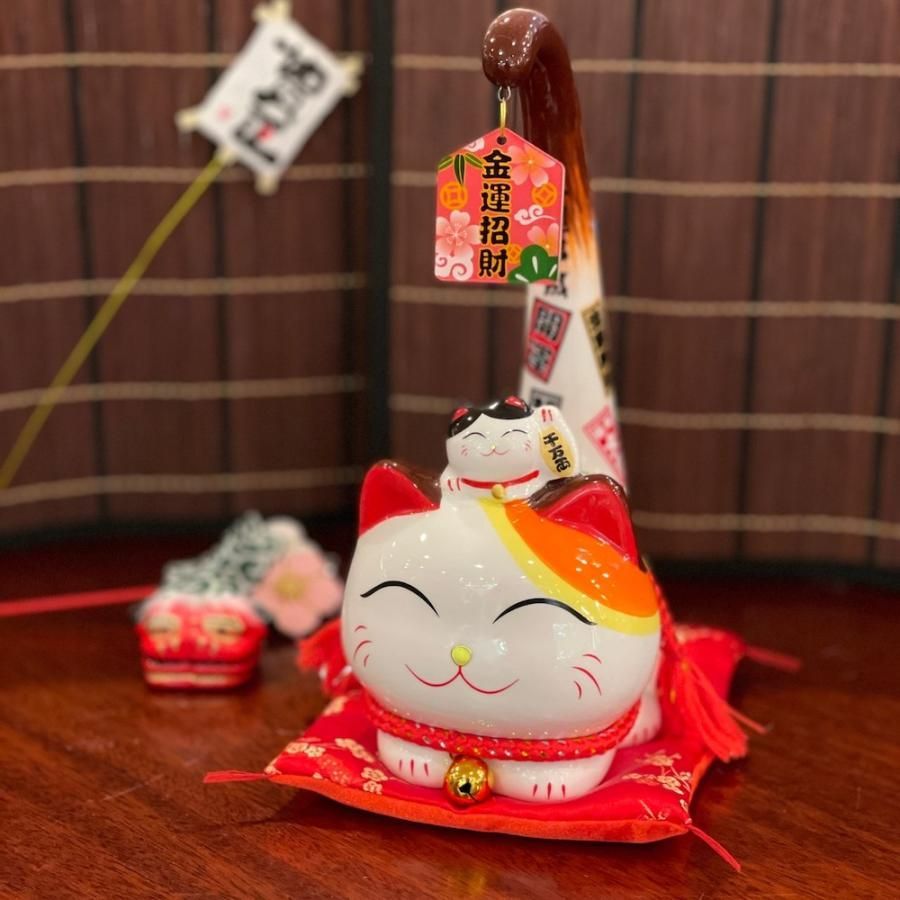 招き猫 黒猫 3匹 特大 開運 金運 招福 千万両 徳 福 可愛い