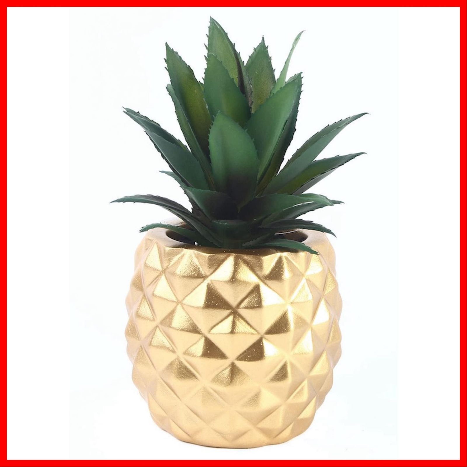 雑貨 かわいい デスク おしゃれ 造花 インテリア フェイク グリーン ミニ 枯れない 卓上 リビング オフィス 観葉植物 部屋 パイナップル 室内 置物 人工観葉植物 装飾品 Queen-b ゴールド