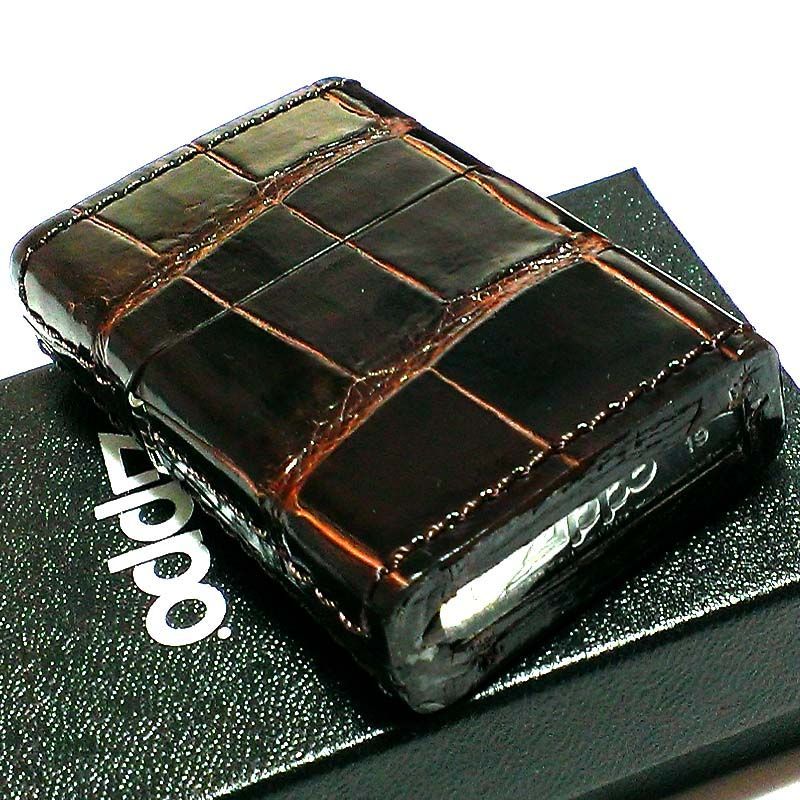 ZIPPO 本クロコダイル革巻き ジッポ ライター ブラウン 全面 ZIPPO 本クロコダイル革巻き ジッポ ライター ブラウン 全面