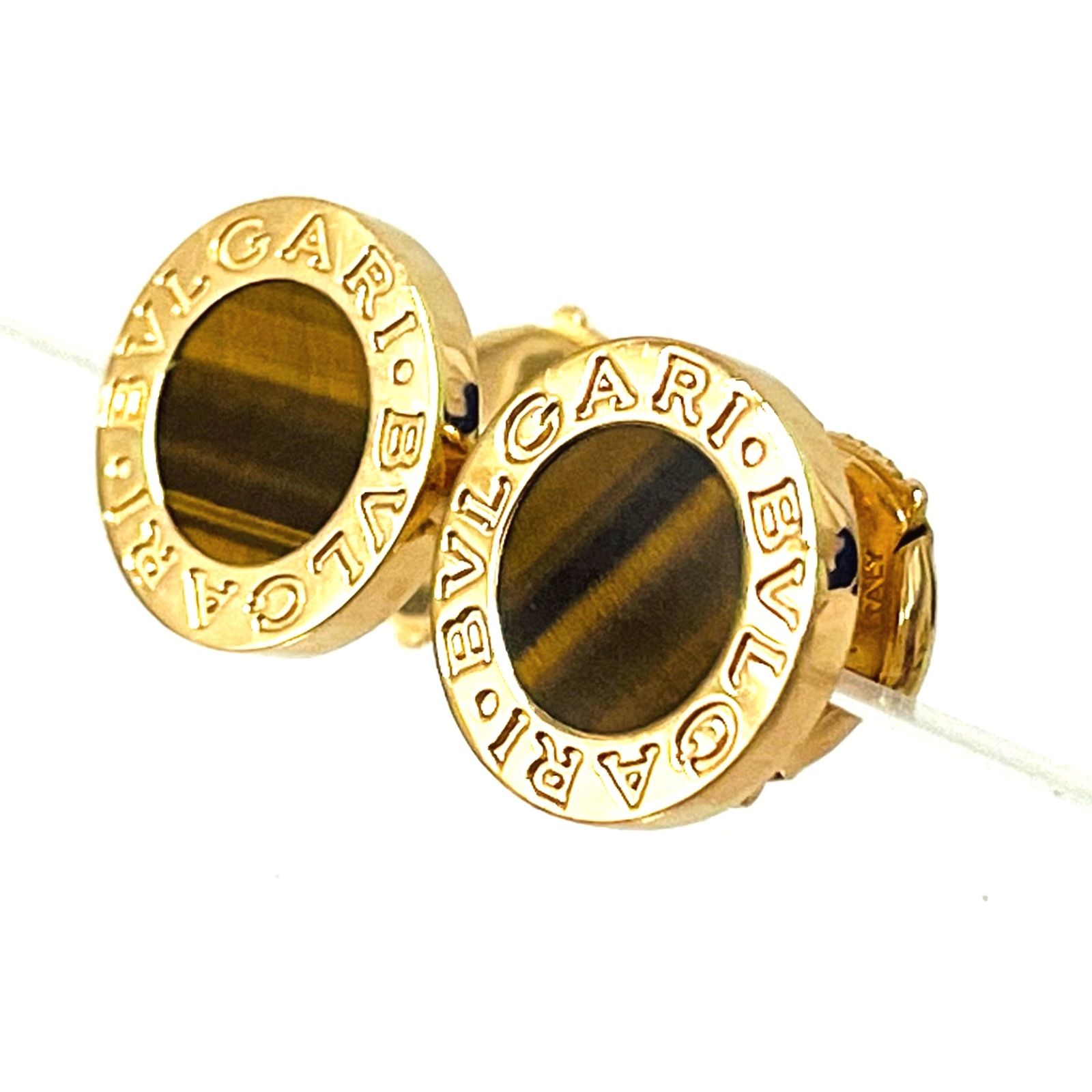 美品】 BVLGARI ブルガリ ブルガリブルガリ ピアス タイガーアイ 2個