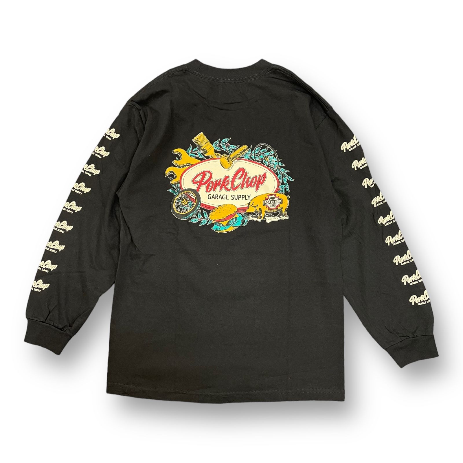 未使用品 PORKCHOP GARAGE SUPPLY OVAL & STUFF L/S TEE プリント