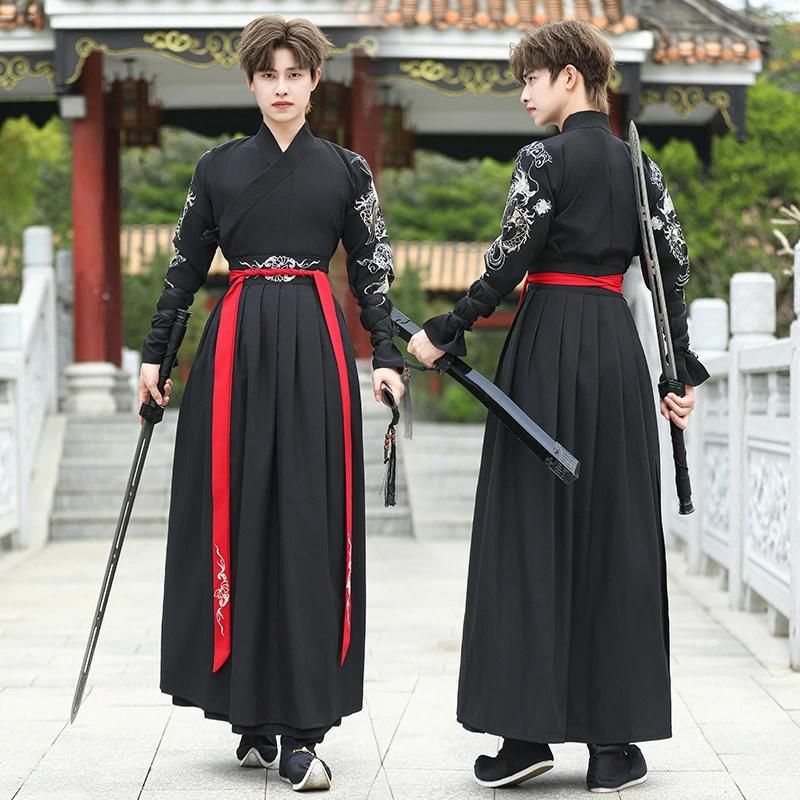 メンズチ ャイナ服 漢服 中華服上下セットアップ 男性 羽織追加可 大人 チャイナドレス 中華衣装 長袖 スカート 華流コスチューム 舞台 ス