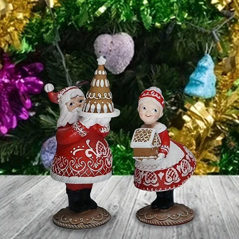 魅力的なクリスマスサンタ＆ミセスサンタオーナメント2個セット