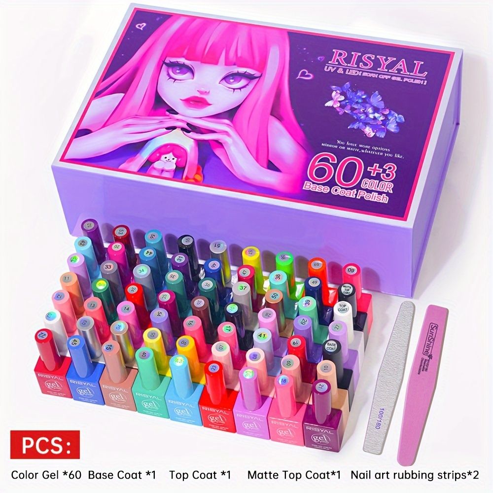 2ネイルファイル 15ml*63本低臭長持ちマニキュアギフトセット