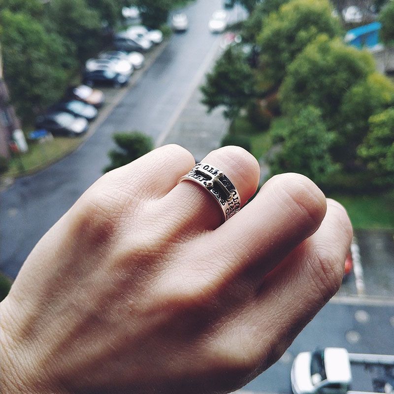 シルバー クロスモチーフリング 開口式サイズ調整可能 ヴィンテージ調