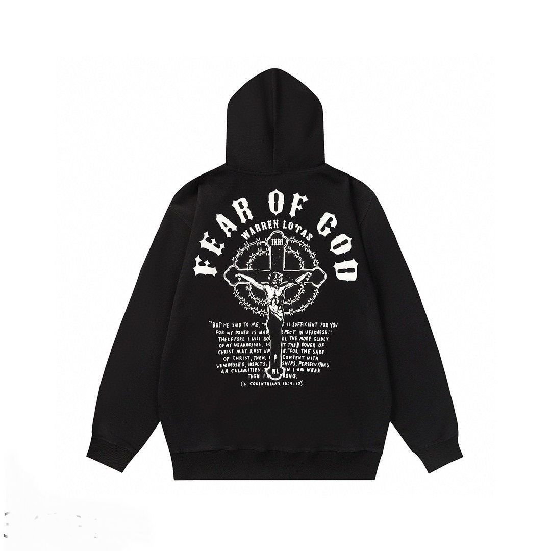 新品未使用タグ☆FEAR OF GOD×WarrenLotas Heavy Jersey L/S Tee M17HJT フィアオブゴッド×ウォーレンロータス ヘビージャージー BLACK 長袖パーカー ・バックプリント ブラック SIZE M