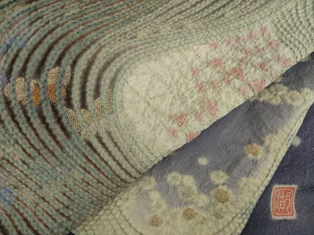 平和屋着物○十日町 名門 滝泰謹製 訪問着 襲絞り 流水花文