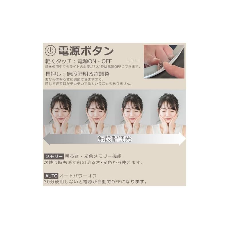 インテリア小物 LED ライト付き メイクミラー USB充電式 Type-C マグネット着脱式 5倍 拡大ミラー 拡大鏡 卓上ミラー 女優ミラー 化粧鏡 照明 コンパクト 丸 調光 調色 タッチ式 持ち運び 旅行 携帯 スタンドミラー (LEDミラー (TRM-001)) 0
