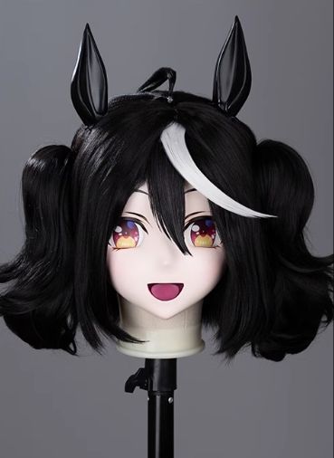 全頭マスク カツラ付き ロック付き NO.200 フリーサイズ フルマスク ドール ヘッドロリータ人形 コスプレ 変身 仮装 着ぐるみ