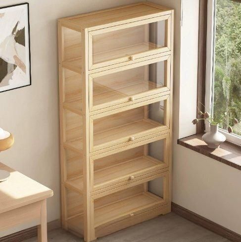 家庭用の本棚木製の本棚は扉があります床に落ちます子供用の棚は一体壁にもたれて読むアクリルの本棚