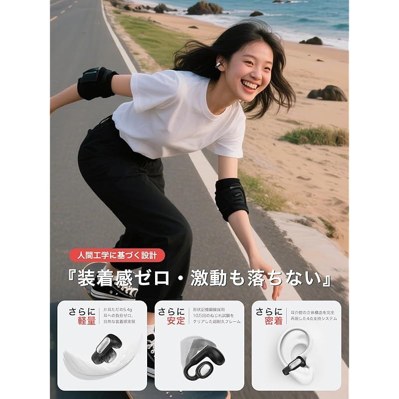 音質至上主義第二弾 イヤーカフ型の新次元 Earaku イアラク AirCuff F306 イヤーカフイヤホン ワイヤレスイヤホン オープンイヤー イヤーカフ型 超軽量 耳を塞がない 耳挟み式イヤホン 音漏れ無し DSP機能 独自Incusアルゴリ 0 SKLAD-KIRPICHA_RU