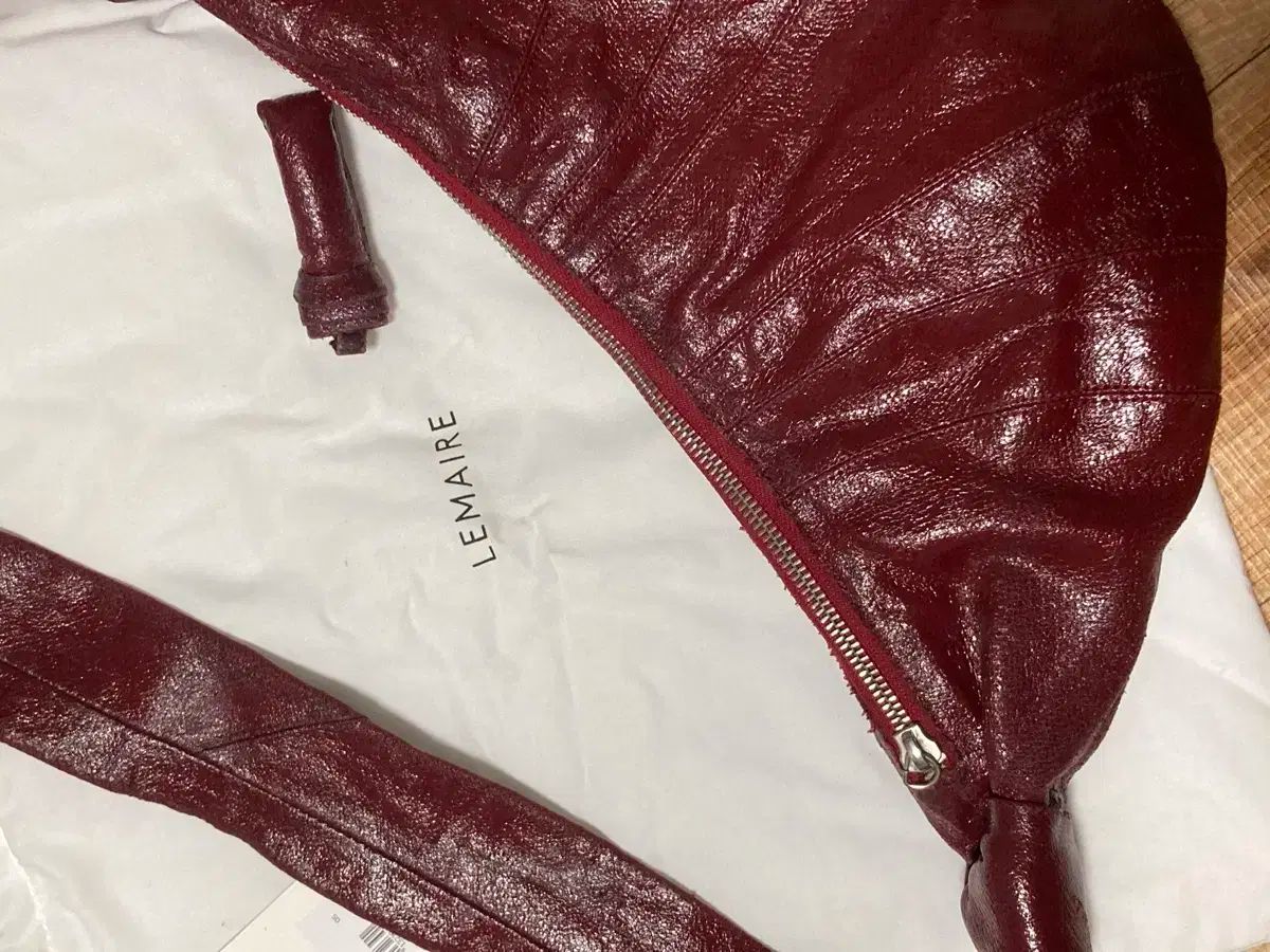 LEMAIRE ルメール バムバッグ バーガンディ スモール コーテッドリネン