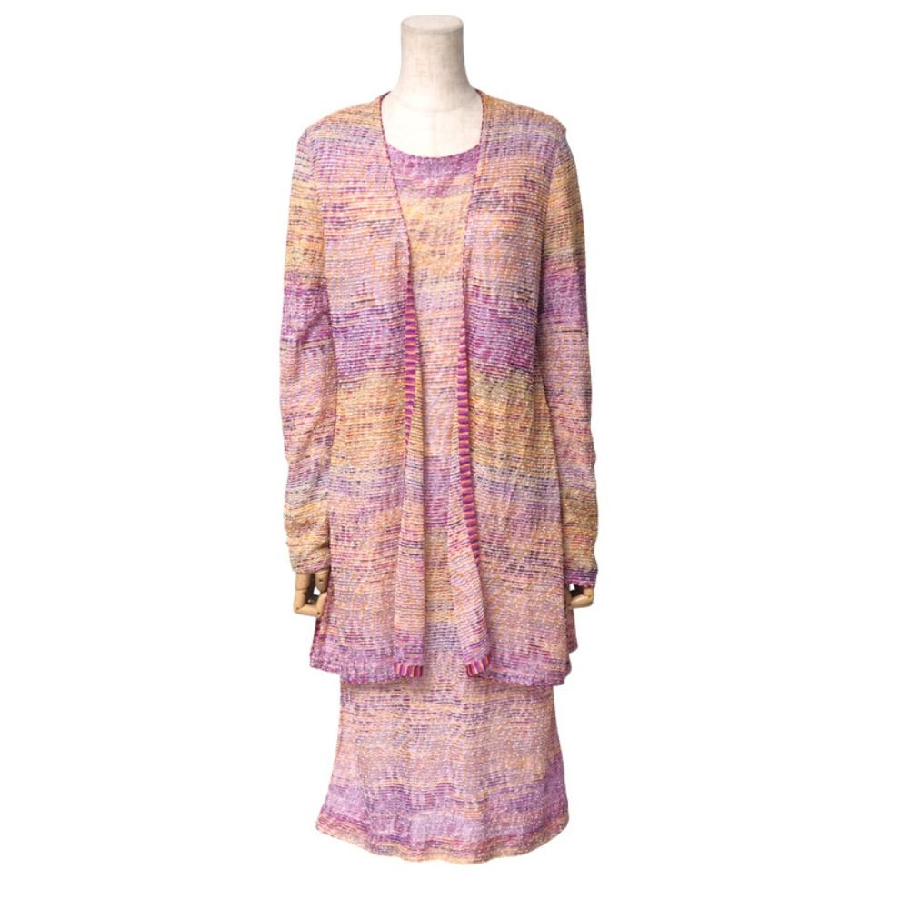 美品　 ミッソーニ　MISSONI カーディガン ロング丈　イタリア製 美品】エム ミッソーニ ニット ロングカーディガン ベルト付 総