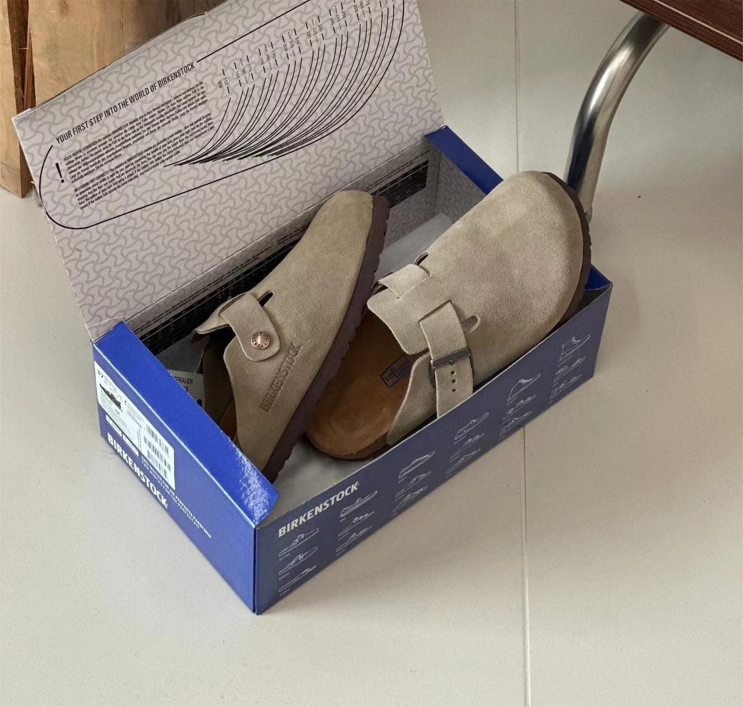 ビルケンシュトック BIRKENSTOCK  レギュラー幅   Boston/ボストン  スエードレザー クロッグ ソフトベッド コルクソールサンダル  メンズ·レディース ソフトフットベット ベロア   トープ