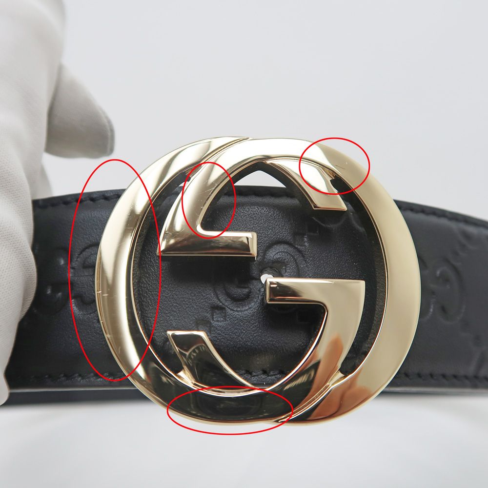 名東】グッチ グッチシマ インターロッキングG 370543 ベルト 70