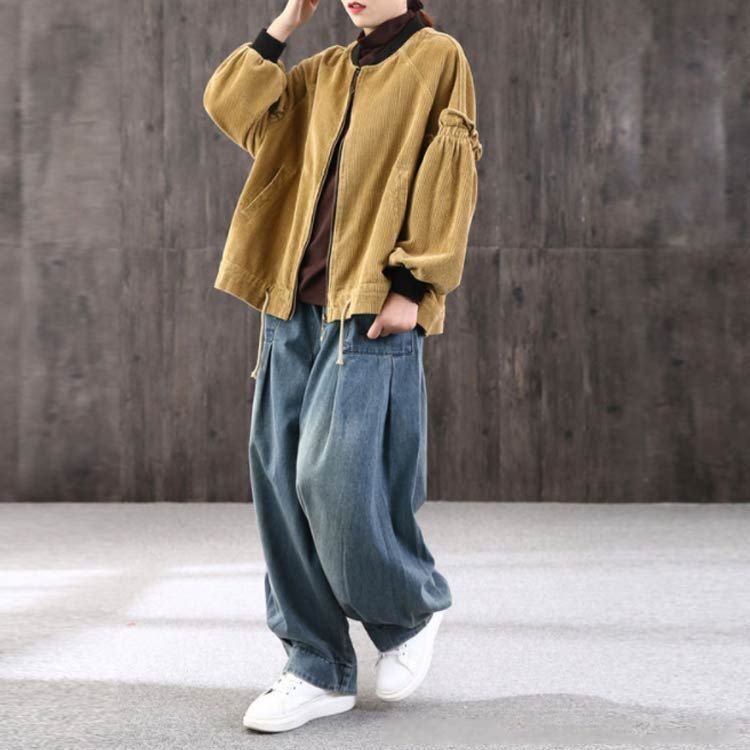 プルシャナのサルエルパンツ デニム パンツ ロゴパッチ ジップフライ ペインターパンツ